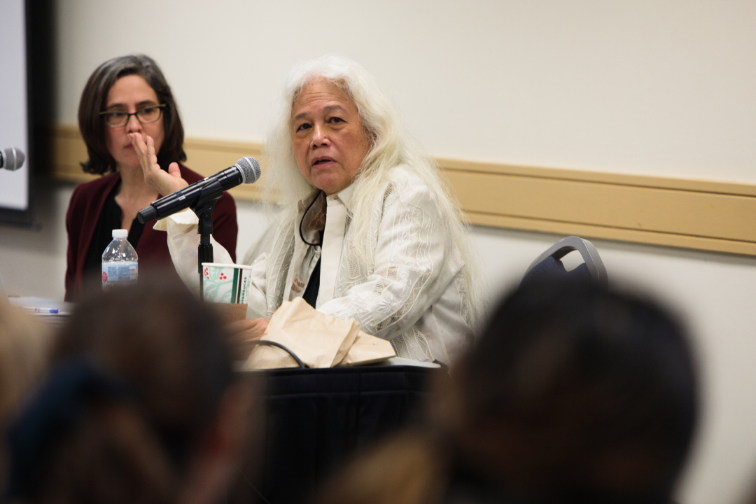 Guitarist June Millington of Fanny, the first U.S. all-female rock band, spoke about her career at an American Studies Department event.