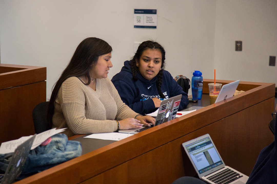 Two students in an American Studies classroom